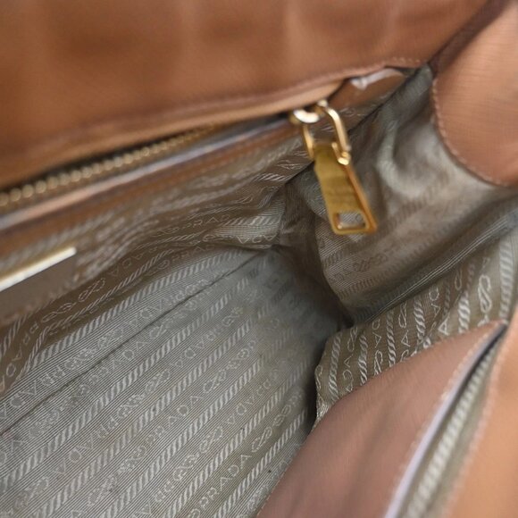 PRADA Logo 2Way Shoulder Hand Bag Saffiano Leather Beige GHW Italy 70EF793 - Picture 11 of 16